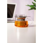 Glass cup with lid and stainless steel strainer - SKLARRA, 400 ml