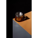 Glass cup with lid and stainless steel strainer - SKLARRA, 400 ml