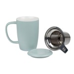 Porcelain mug with stainless steel strainer and lid - Kai, 440 ml