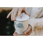 Porcelain mug with stainless steel strainer and lid - Birds, 350 ml
