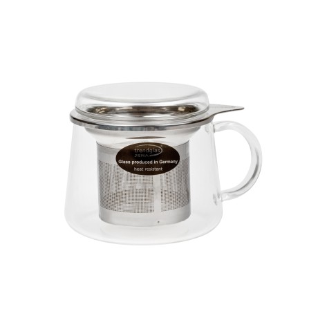 Glass cup with lid and stainless steel strainer - SKLARRA, 400 ml