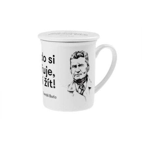 Baťa's Trust - Porcelain Mug with Stainless Steel Strainer and Lid, 250 ml