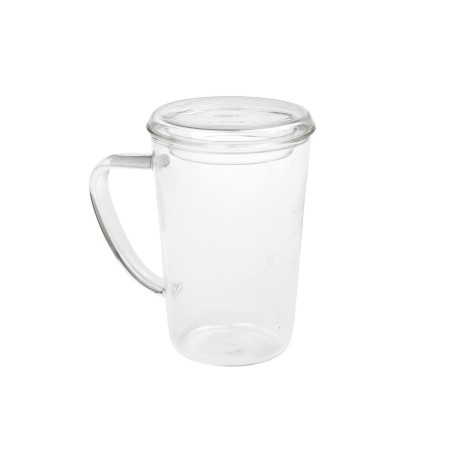 Glass mug with a lid - Itaka, 400 ml