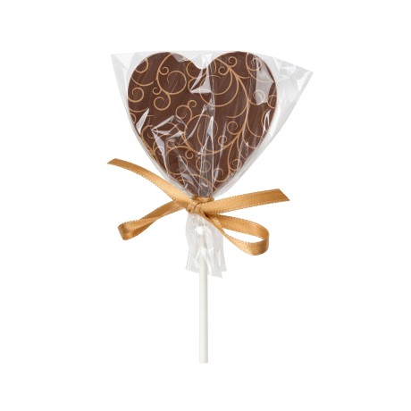 Heart-shaped lollipop made of milk chocolate, 25 g