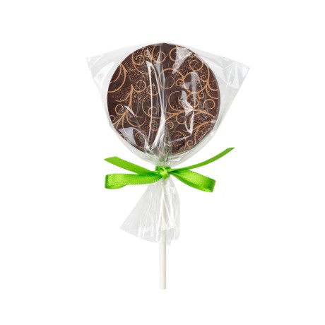Round lollipop made of dark chocolate, 25 g
