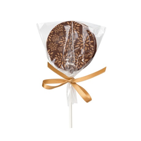 A round lollipop made of milk chocolate, 25 g