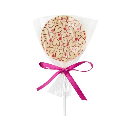 Round lollipop made of white chocolate, 25 g