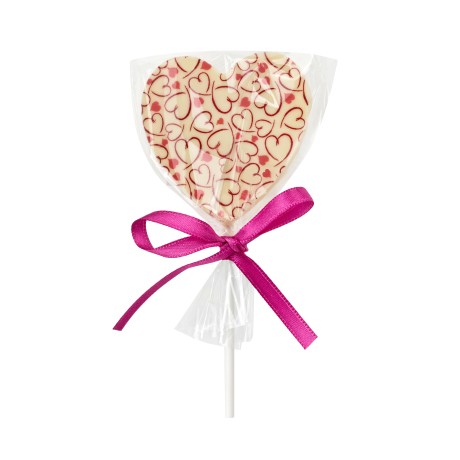 Heart lollipop - white chocolate, 25 g