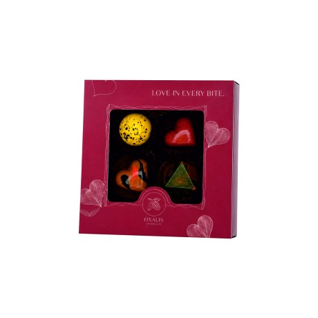Gift box with 4 pralines - red