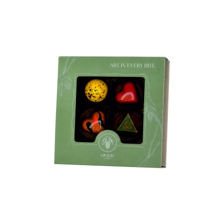 Gift box with 4 pralines - green