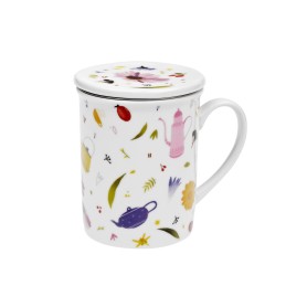 Czech meadow – porcelain mug with stainless steel strainer and lid, 250 ml