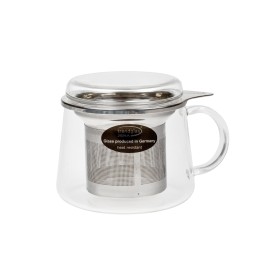 Glass cup with lid and stainless steel strainer - SKLARRA, 400 ml