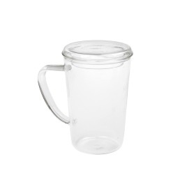Glass mug with a lid - Itaka, 400 ml