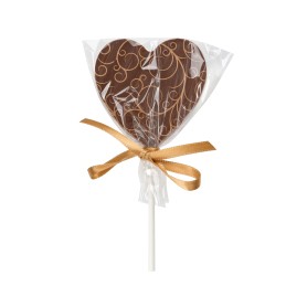 Heart-shaped lollipop made of milk chocolate, 25 g