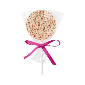 Round lollipop made of white chocolate, 25 g